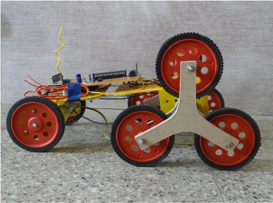 Description of Parts 1) Robot frame and platform: The robot frame used in this robot is a metal frame; it allows easier fixing of circuit board and battery.