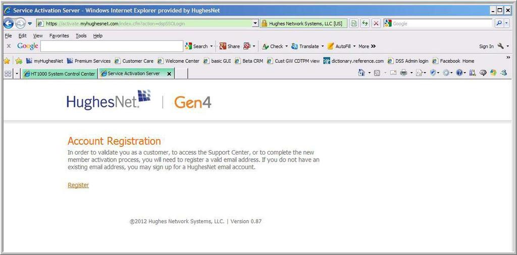 6. The Account Registration screen appears as shown in Figure 38. Figure 38: Account Registration screen 7.