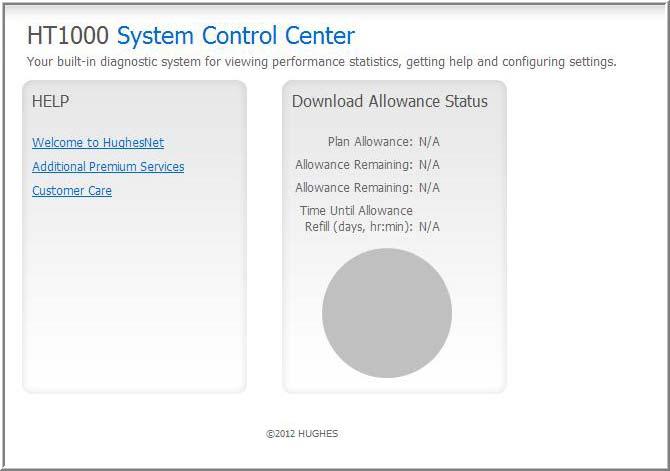 Center panel text links and information The System Control Center home page center panel includes the following text links and informational panels once service is activated: Figure 54: System