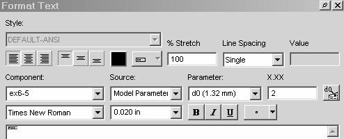 Sketch Tools 5. Select Times New Roman for the font to be used. Set the Font Size to 0.020 in.