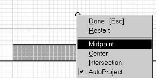 Right click to select Midpoint to have your mouse locate the midpoint.