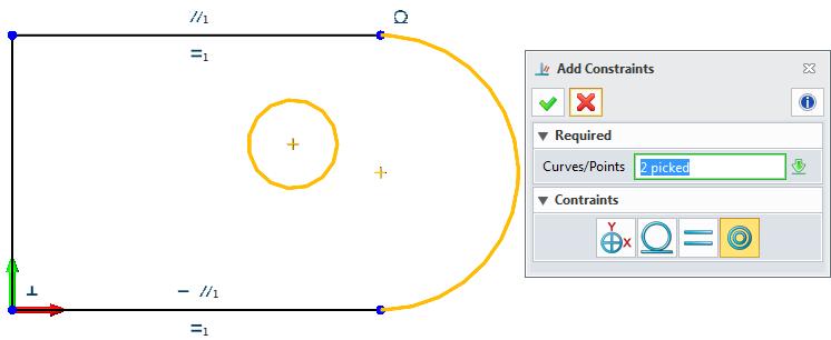 7. Concentric constraint 8. Result Figure 75 Add the Constraints For this case, after adding the constraints, then we should add the needed dimensions to well define it.