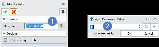 Figure 90 Quick Dimension-Picking an Arc Method2: Constraint ribbon toolbar->dimension-> Select the arc and specify the location of dimension