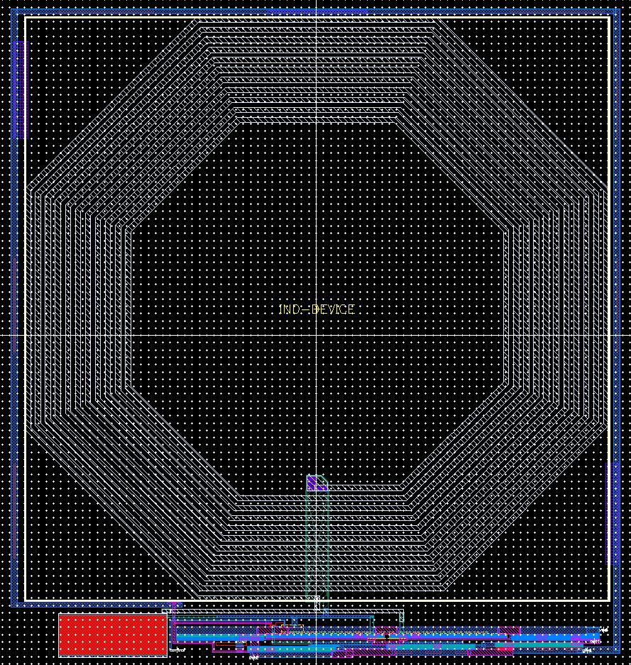 3.5 Layout of 433 MHz Sinusoidal Oscillator The majority of the space used for the layout of the oscillator was taken up by the inductor.