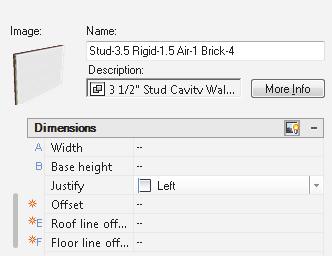 Floor Plans 25. Under Dimensions: Set Justify to Left using the drop-down. Press OK. This sets the location line for the wall. 26. Right click on the Stud-4 Rigid-1.