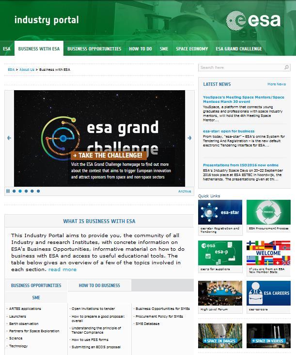 SME Initiative The ESA Industry Portal http://www.esa.