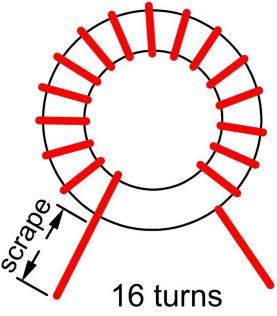 Toroidal transformer T5 T5 is an impedance matching transformer. A FT37-43 is used (black toroid with 9.5mm/.375in OD). It has a -turn primary and a 3-turn secondary. - Take 7cm (7.5 ) of.