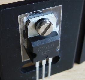 Cut small pieces of wire to make the connections "E" to "y" and C to x. Make sure that the wires do not touch each other. The case of Q4 should be electrically isolated from the heatsink.