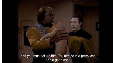 Data s conversation with Worf Later, Data and a Klingon officer, Worf, have