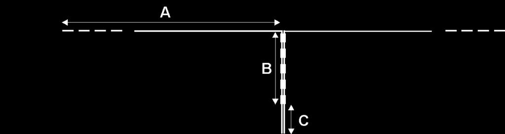 2.4.2. Fabricating the Symmetric Feed Lines The wire lengths cut for 20m and 10m will now be transformed into driven elements (Section A) with attached feedline (Sections B and C): band A B C total