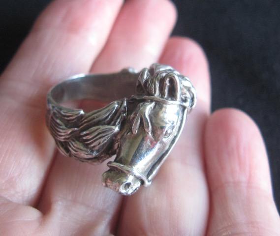 7. $112 IMG_4257 Sterling Silver Man s Horse ring size 9.