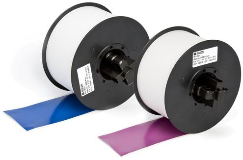Low-Shrink Vinyl: B-595 vinyl diminishes unsightly buildup of dust and grime around the label edge that is typically seen with vinyl labels. It also reduces adhesive buildup in printer mechanisms.