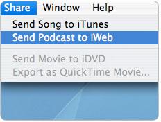 Exporting Your Podcast to iweb GarageBand 3 Tutorial Creating your first podcast episode is only the beginning. To share it with the world, you can publish it as part of a podcast series.