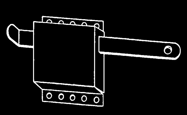 10. Insert outside handle (5) in trim plate (6) and insert through hole (C); 11. Insert both 2 ¼ screws (16) through holes (B), align them in the steel plate holes and tighten; 12.
