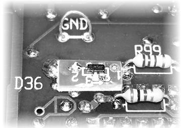 60 ELECRAFT Note: A surface-mount RoHS compliant version of the PIN diode used at D36 is supplied pre-installed on tiny printed circuit board that mounts in the space originally provided for D36.