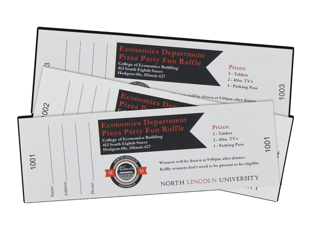 Full Color Event Tickets & Memo Pads Size: 6½" x 2⅛" Stock: White Vellum 80 lb.