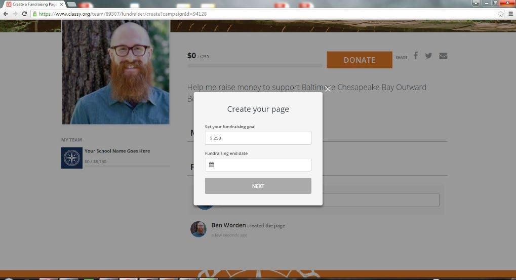 Extra Credit: Set up individual pages CREATE YOUR OWN FUNDRAISING PAGE When someone clicks JOIN TEAM from your team page, they can create their own personal fundraising page to channel funds toward