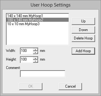 Specifying user hoop size d e f c cc "Tutoril 9-2: Creting Design for Multi- Position Hoops" on pge 183 Do not select hoop size lrger thn the emroidery hoop tht cn e used with your mchine.