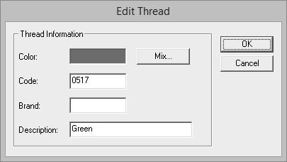 Specifying/Sving Custom Sewing Attriutes Deleting items 1 From the list for the user thred chrt k, select the item to e deleted. 2 Click [Delete] m to delete the item from the user thred chrt.