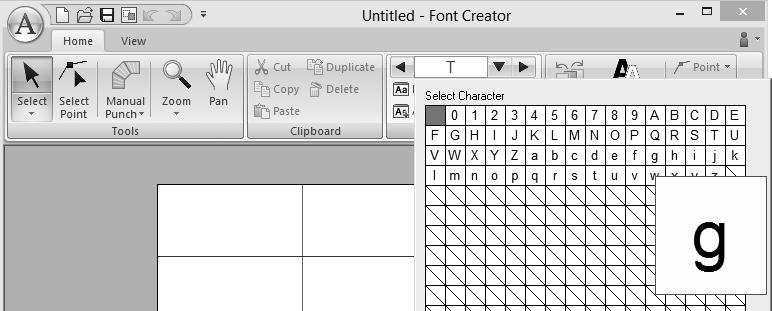 Bsic Font Cretor Opertions 6 Click [Mnul Punch], select, nd then click point (11). Step 4 Creting other font chrcter ptterns 1 Click the [Home] t.