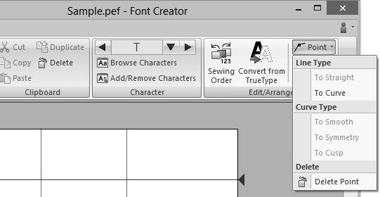 Editing the Points of Font Chrcter Pttern Editing the Points of Font Chrcter Pttern Editing points nd reshping ptterns 1 Click the [Home] t. 2 Click [Select Point] in the [Tools] group.
