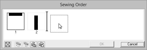 : To move to the end of the sewing order. To chnge the sewing order, click [OK].
