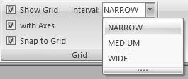 In the [Intervl] ox, select the grid spcing.
