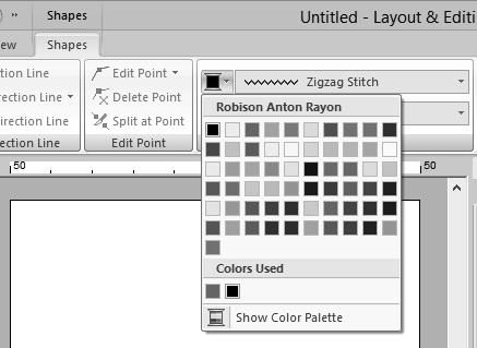 Specifying Thred Colors nd Sew Types for Lines nd Regions Specifying Thred Colors nd Sew Types for Lines nd Regions