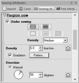 Specifying Thred Colors nd Sew Types for Lines nd Regions g Specify direction, or drg the red rrow to djust it.