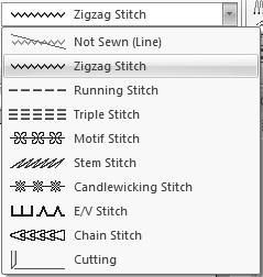 Specifying Thred Colors nd Sew Types for Lines nd Regions Setting the sew type The [Sew] group in the [Shpes] t llows you to set the sew type.