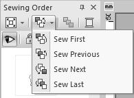 Editing the sewing order The sewing order cn e chnged y selecting the frme contining the pttern, then drgging the frme to the new loction.