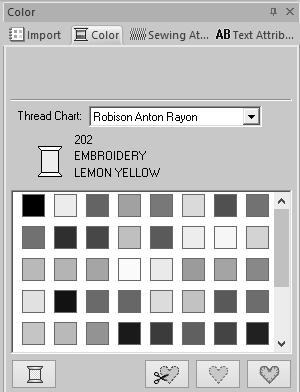 Checking Emroidery Ptterns Chnging colors 1 Select one or more frmes in the [Sewing Order] pne, nd then click the [Sewing Order] pne. t the top of The Color pne ppers in front of the other pnes.