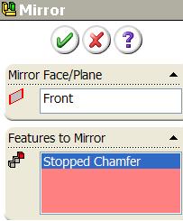 Select Stopped chamfer from the design tree as the feature