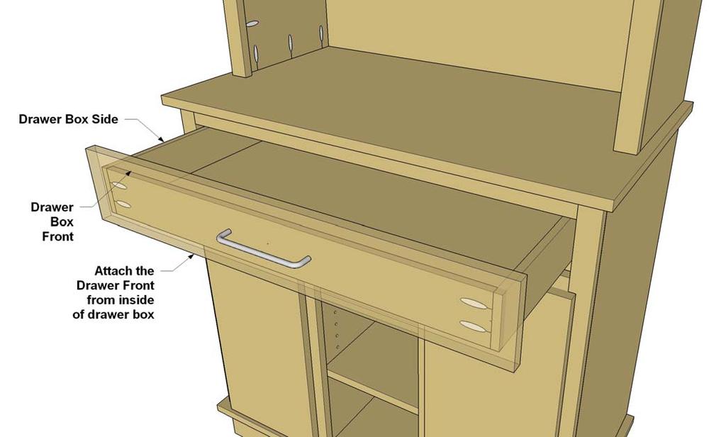 Step 22: Use the Kreg Drawer Slide Jig to install the drawer box. You ll attach the cabinet half of the slides to the Slide Spacers. Then attach the drawer half to the drawer box.