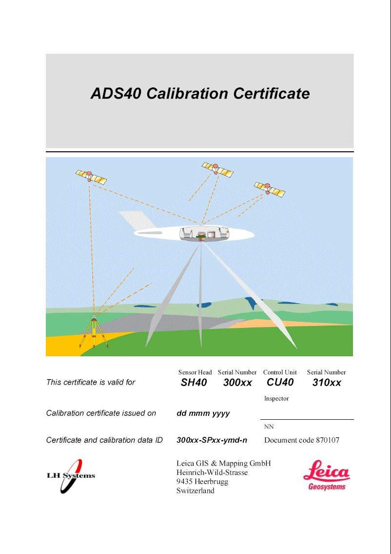 ADS40 calibration protocol (example) EuroSDR