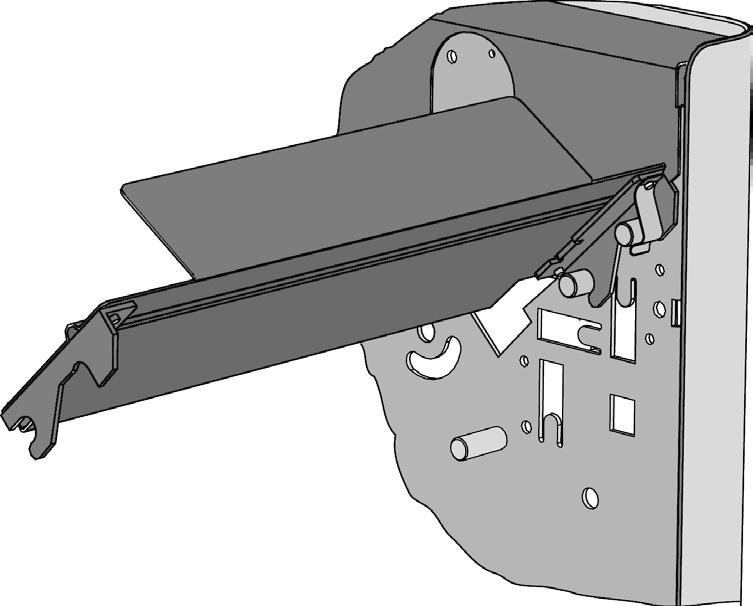 When placing the no-fold deflector, make sure that the support hooks fit properly around the two hook pins C (see also fig. 19). 7.