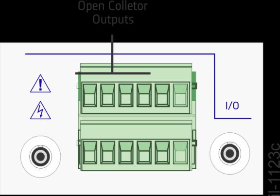 Chapter 4 Installation RT430/434 Figure 15: Open collector electrical outputs The open-collector outputs require the use of an external resistor properly sized to limit current to a value below 300