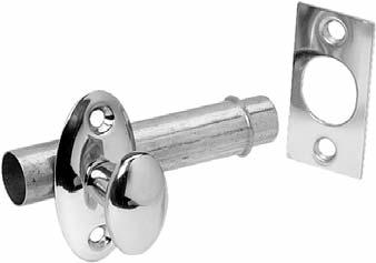 Number Size Strike Finishes 42 3 1 /16" x 1 5 /32" 1" x 3 /4" B3, 5, 10B, 15, 26, 26D S48 MORTISE DOOR BOLT Brass oval turn knob and