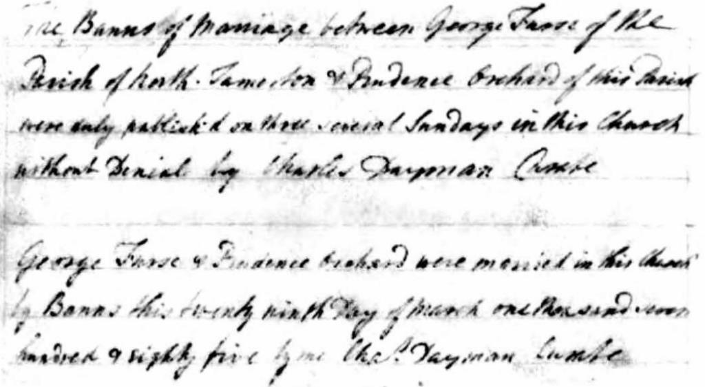However, it looks like Hannah died in childbirth. George 2 himself probably died in 1768. George 3 Furse married Prudence ORCHARD in Jacobstow in 1785.