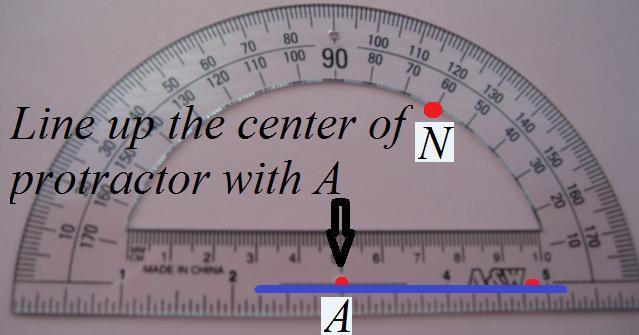 Construction with a protractor: Drawn to Scale 1. Draw a line AB 2. From point A, use a protractor to measure 60 and mark the point as N 4.