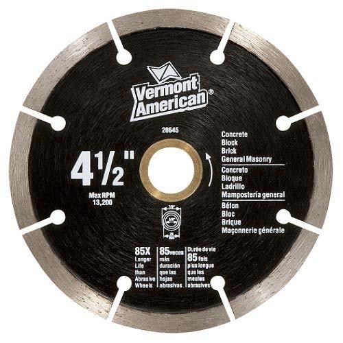 CLASS # 15 DIAMOND BLADES Vermont American diamond blades cut two to three times faster than standard abrasive wheels and they last 85 times longer than standard