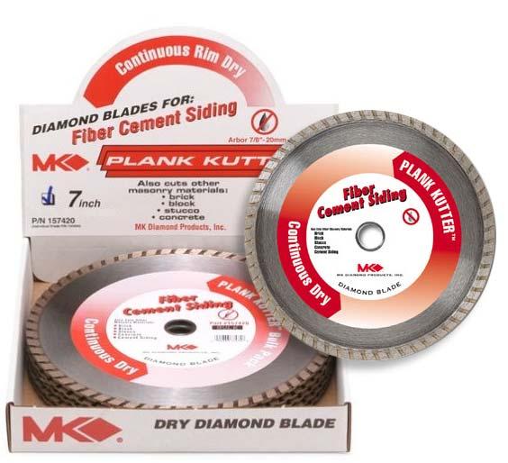 CLASS # 15 PLANK KUTTER DIAMOND BLADE These are MK Diamond Plank Kutter blades for cutting HardiPlank, a cement fiber material that can be made to resemble wood or stucco but is impermeable to common