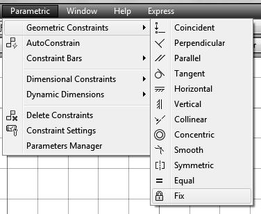 = Autodesk AutoCAD 2013 Fundamentals Parametric Constraints Command Locator Toolbar Menu Pull Down Menu Command Parametric