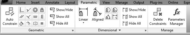 Workspace enabled. If AutoCAD Classic workspace is enabled, use the Parametric menu.