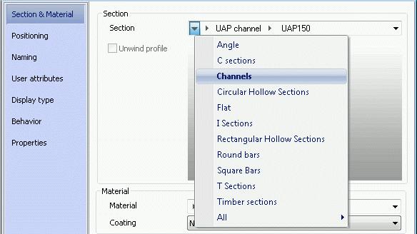buttons and make the following settings for the curved beam: Figure 44: Section & Material tab Selecting