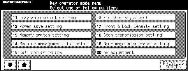 Display [Key operator mode] screen. U.S.A. Others 2. Touch and then touch [18. Scan transmission setting].