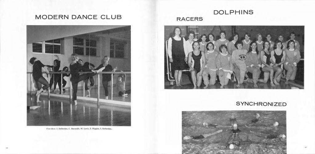 MODERN DANCE CLUB RACERS DOLPHINS SYNCHRONIZED First R o w: J.