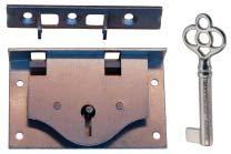 Skeleton key for house door locks 6551 Case: 1 3/4 wide, 1 3/8 high, 5/16 thick Selvedge: 3 1/4 X 5/8, strike