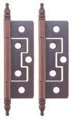 Offset achined brass Colonial style H cupboard hinges with beveled sides 1554-AC 2 1/2