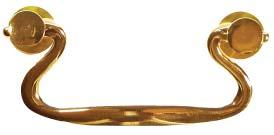 C.C. 1145-PB 2 1/2 center to center Contoured fl at handle with special turned posts 1183-PB Wrought brass handle 2 swan-neck bail